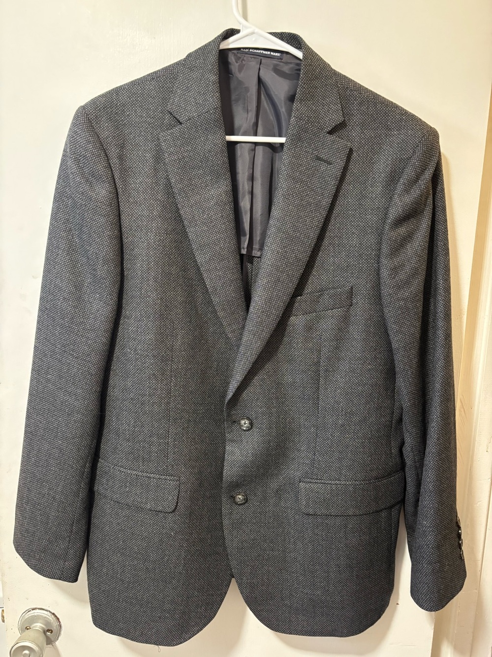 Hart Schaffner Marx Men's Navy Blue Wool Blend Casual Blazer Sport Jacket Coat L